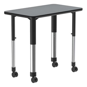 Commercial Thermal Fused Wood Laminate Top Collaborative Desk With Casters Gray