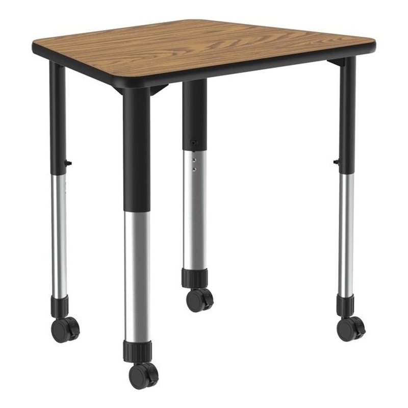 Commercial Thermal Fused Wood Laminate Collaborative Desk With Casters Oak