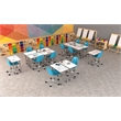 Commercial Thermal Fused Wood Laminate Collaborative Desk With Casters Walnut