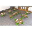 Commercial Thermal Fused Wood Laminate Collaborative Desk With Casters Oak