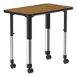 Commercial Thermal Fused Wood Laminate Collaborative Desk With Casters Oak