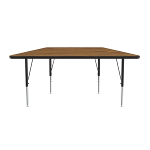 Correll 30x60&quot Top Bar Stool/Standing Height Trapezoid Activity Table in Oak
