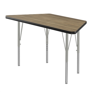 Correll 24x48&quot Top Bar Stool/Standing Trapezoid Activity Table in Hickory