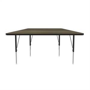 Correll 30x60&quot Top Bar Stool/Standing Trapezoid Activity Table in Hickory