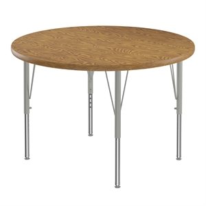 Correll 36&quot Top Bar Stool/Standing Height Round Activity Table in Oak