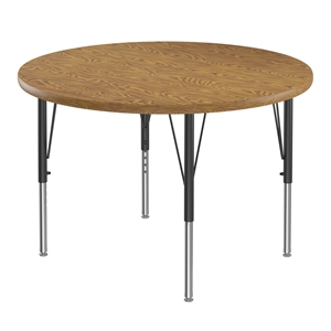 Correll 42&quot Top Bar Stool/Standing Height Round Activity Table in Oak