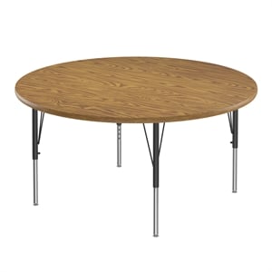 Correll 48&quot Top Bar Stool/Standing Height Round Activity Table in Oak
