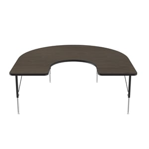 Correll 60x66&quot Econoline Melamine Horseshoe Activity Table in Walnut