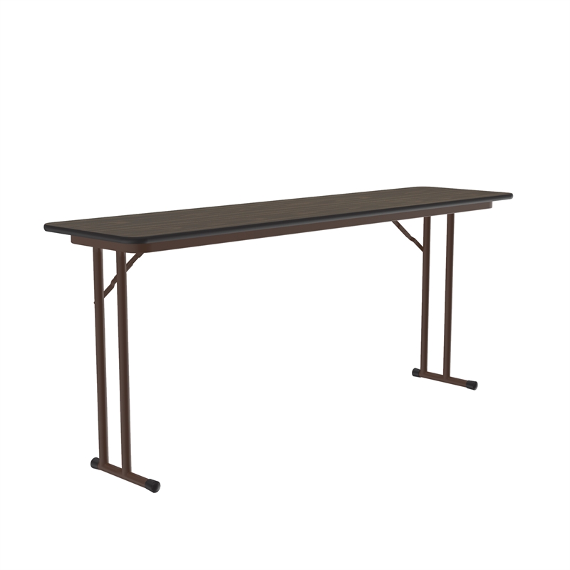 Correll 18x72 Commercial Laminate Seminar Table with Off-Set Leg in Walnut