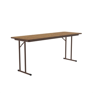 Correll 24x96 Laminate Folding Seminar Table with Off-Set Leg in Medium Oak