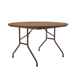 Correll 48 Round Commercial Laminate Folding Table in Medium Oak