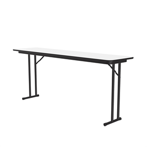 Correll 18x60 Dry Erase Folding Seminar Table with Off-Set Leg in Frosty White