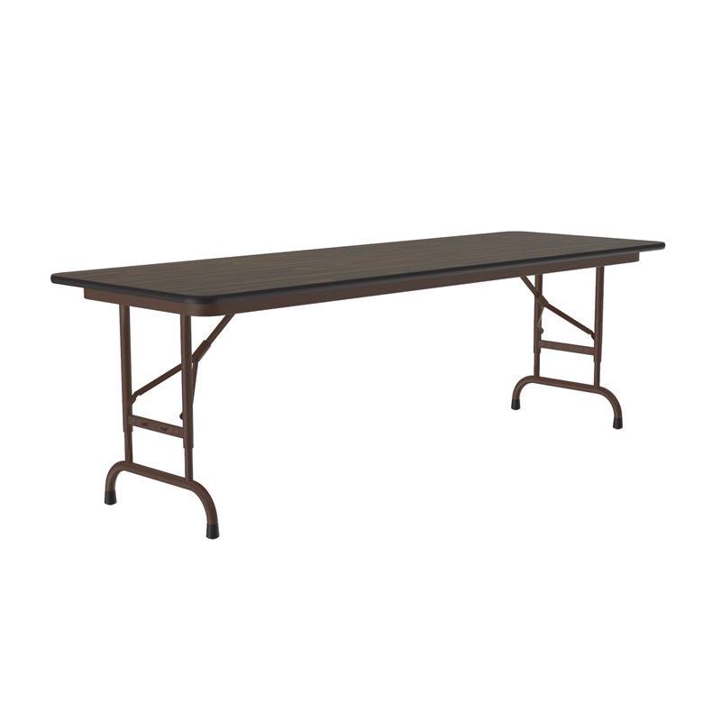 Correll 24x72 Commercial Laminate Adjustable Height Folding Table in Walnut