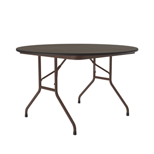 Correll 48 Round Commercial Laminate Folding Table in Walnut