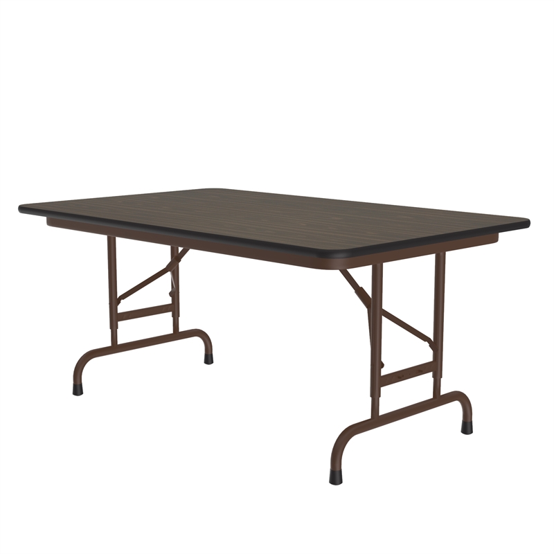 Correll 30x48 Commercial Laminate Adjustable Height Folding Table in Walnut