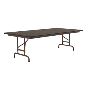 Correll 36x72 Commercial Laminate Adjustable Height Folding Table in Walnut