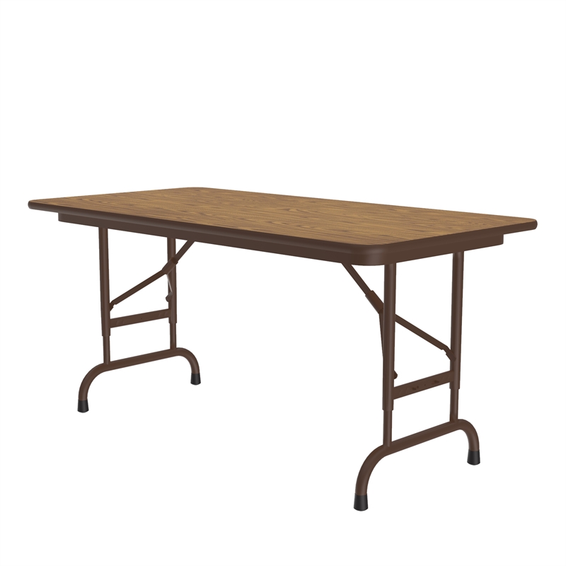 Correll 24x48 Commercial Laminate Adjustable Height Folding Table in Medium Oak