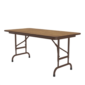 Correll 24x48 Commercial Laminate Adjustable Height Folding Table in Medium Oak