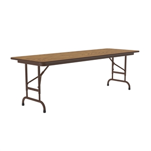 Correll 24x60 Commercial Laminate Adjustable Height Folding Table in Medium Oak