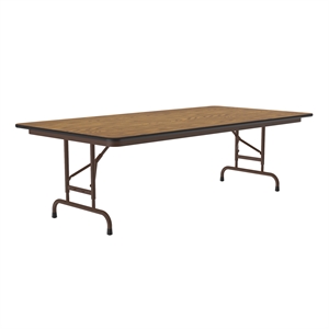 Correll 30x60 Commercial Laminate Adjustable Height Folding Table in Medium Oak