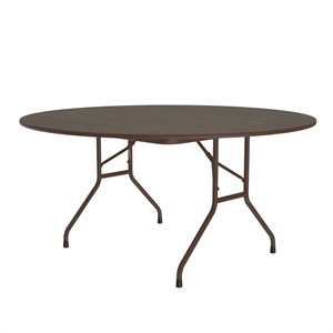 Correll 60 Round Commercial Laminate Folding Table in Walnut