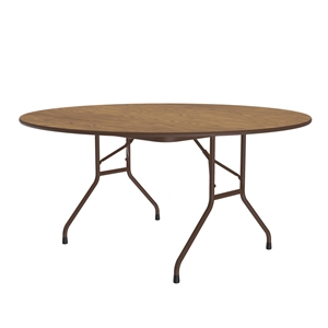 Correll 60 Round Commercial Laminate Folding Table in Medium Oak