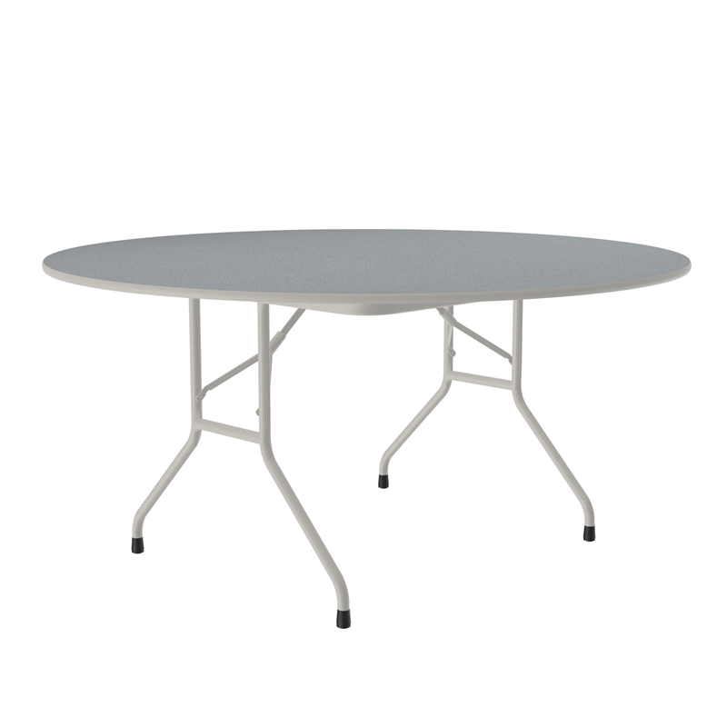 Correll 60 Round Commercial Laminate Folding Table in Gray Granite