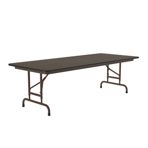 Correll 30x96 Commercial Laminate Adjustable Height Folding Table in Walnut