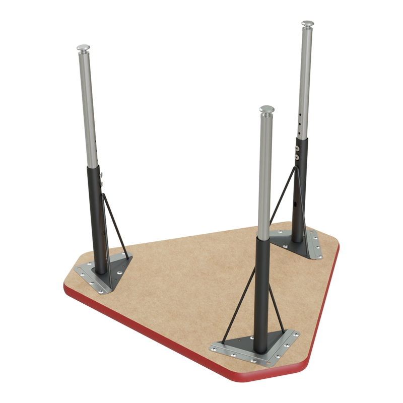 Correll 30x34 Diamond Corrella Desk with Red Band and Black Legs in HP Gray