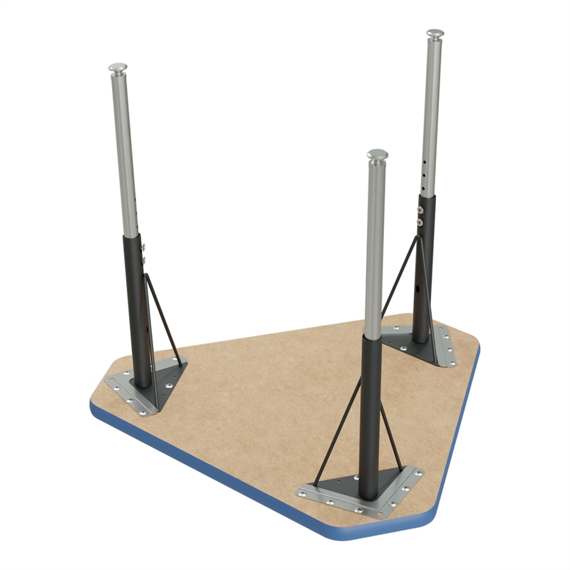 Correll 30x34 Diamond Corrella Desk with Blue Band & Black Legs in HP Gray