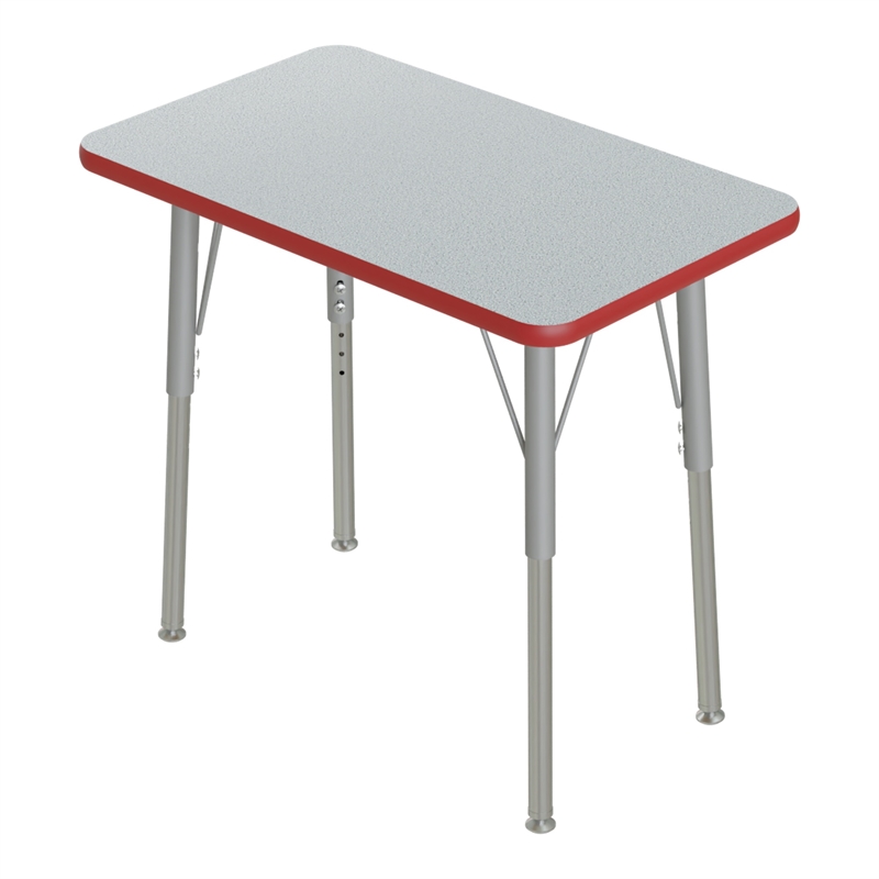 Correll 20x27 Corrella Desk with Red Band and Silver Legs in TFL Gray