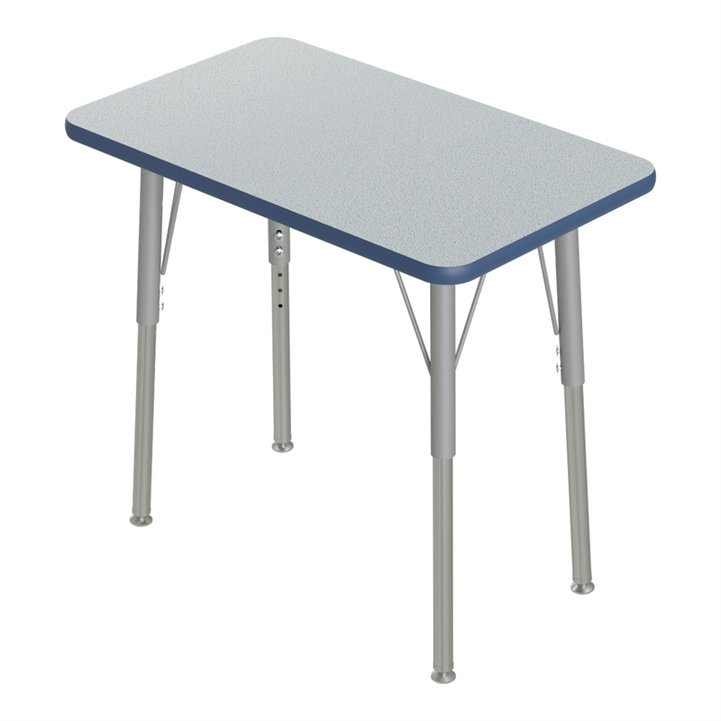 Correll 20x27 Corrella Desk with Navy Band and Silver Legs in TFL Gray
