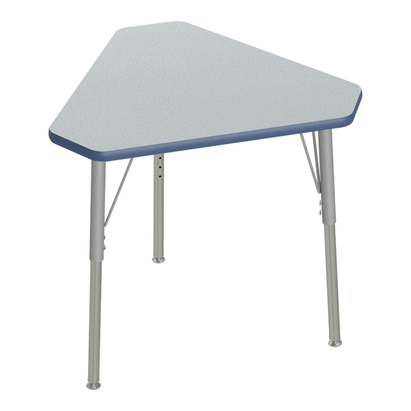 Correll 30x34 Diamond Corrella Desk with Navy Band & Silver Legs in HP Gray