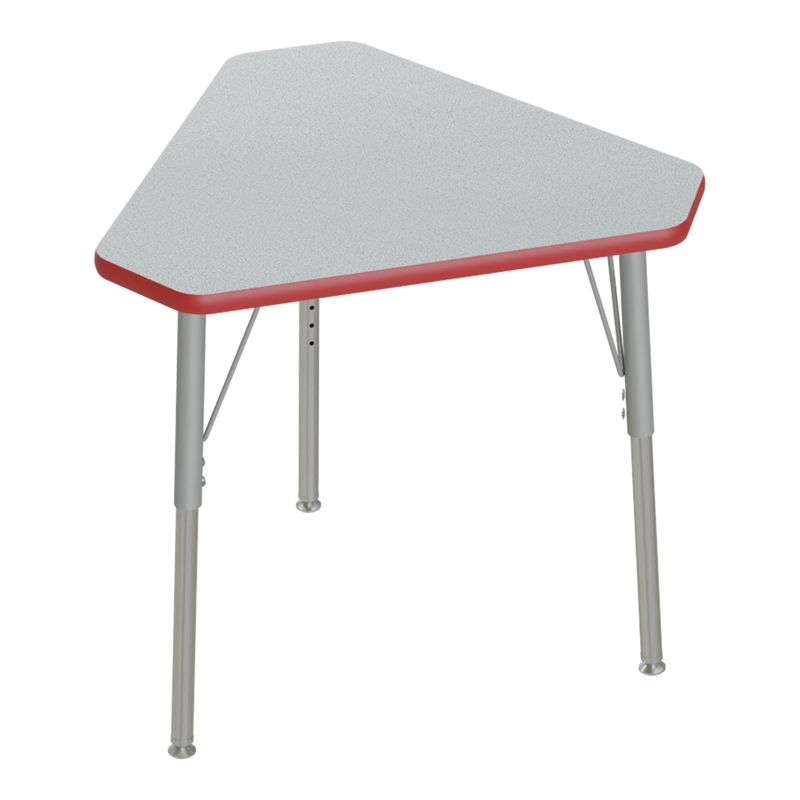 Correll 30x34 Diamond Corrella Desk with Red Band & Silver Legs in TFL Gray