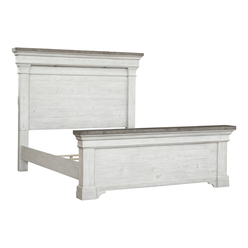 Samuel Lawrence Valley Ridge Distressed King Panel Bed in White