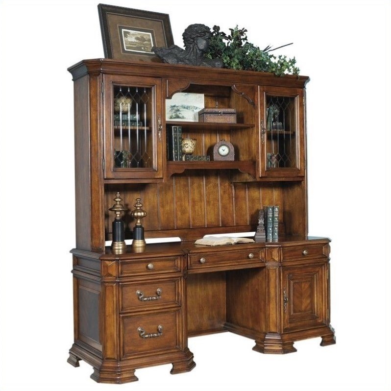 Samuel Lawrence Madison Office Desk with Hutch in Brown - 4455-9KIT