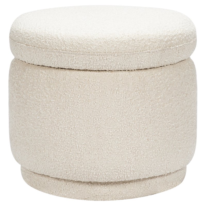 Namesake Enoki Modern Fabric Storage Ottoman in White Boucle