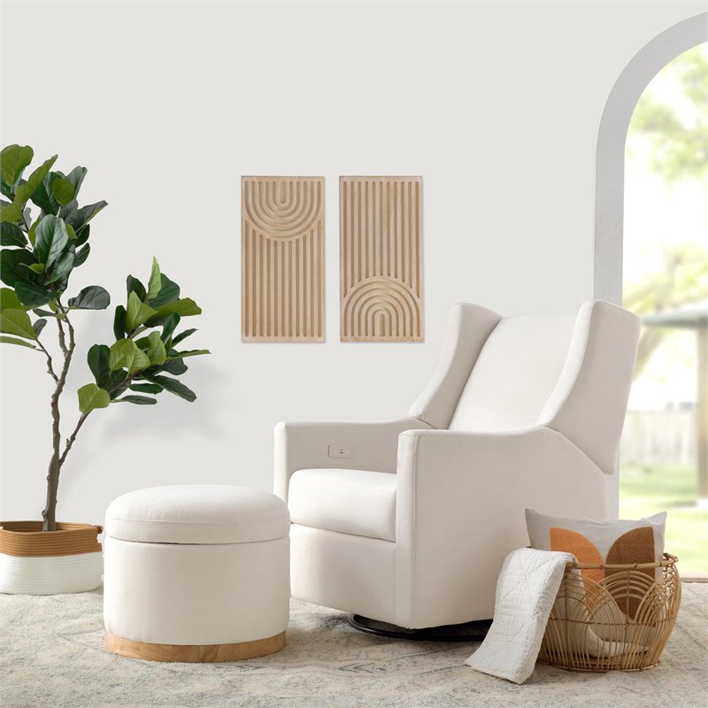 Namesake Naka Modern Fabric Storage Ottoman in Performance Cream