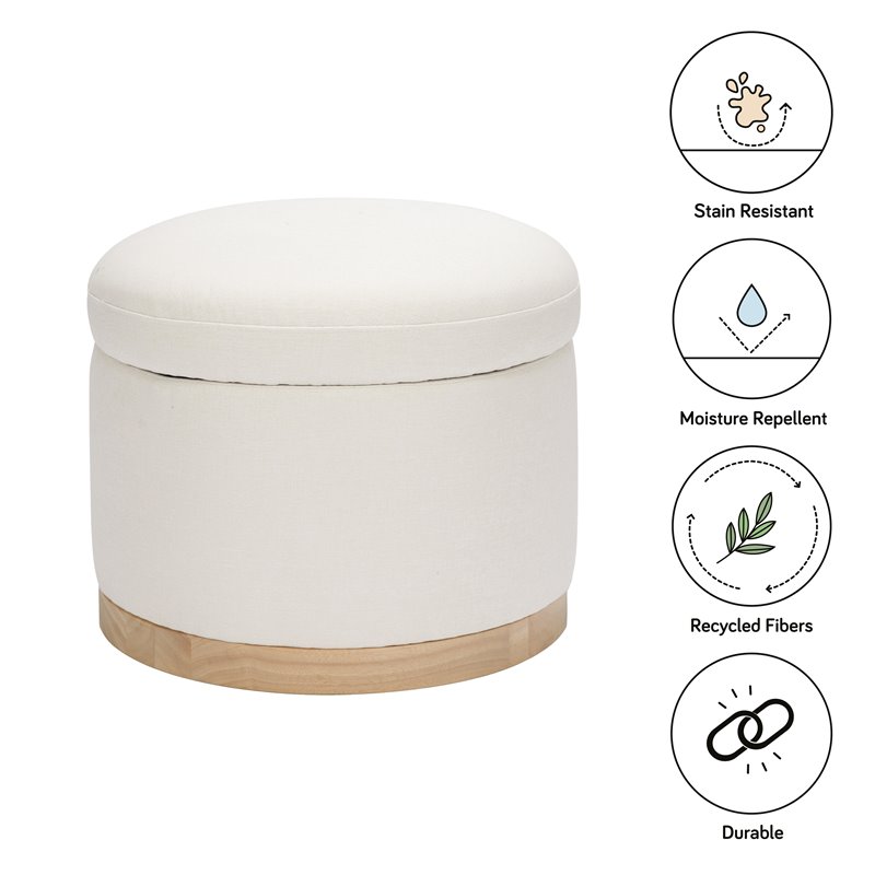 Namesake Naka Modern Fabric Storage Ottoman in Performance Cream