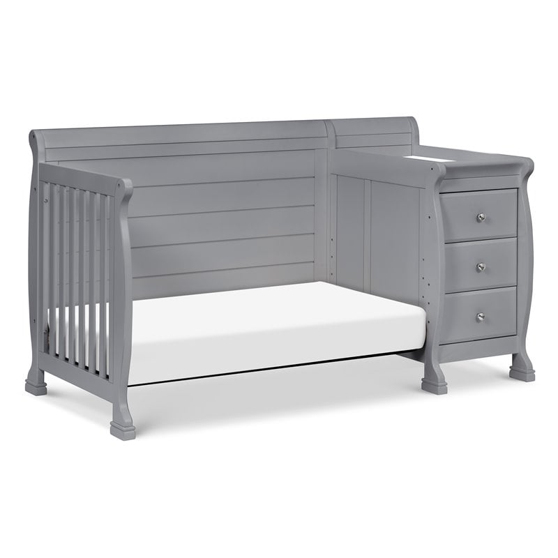 Namesake Kalani Wood 4-in-1 Convertible Crib & Changer in Gray