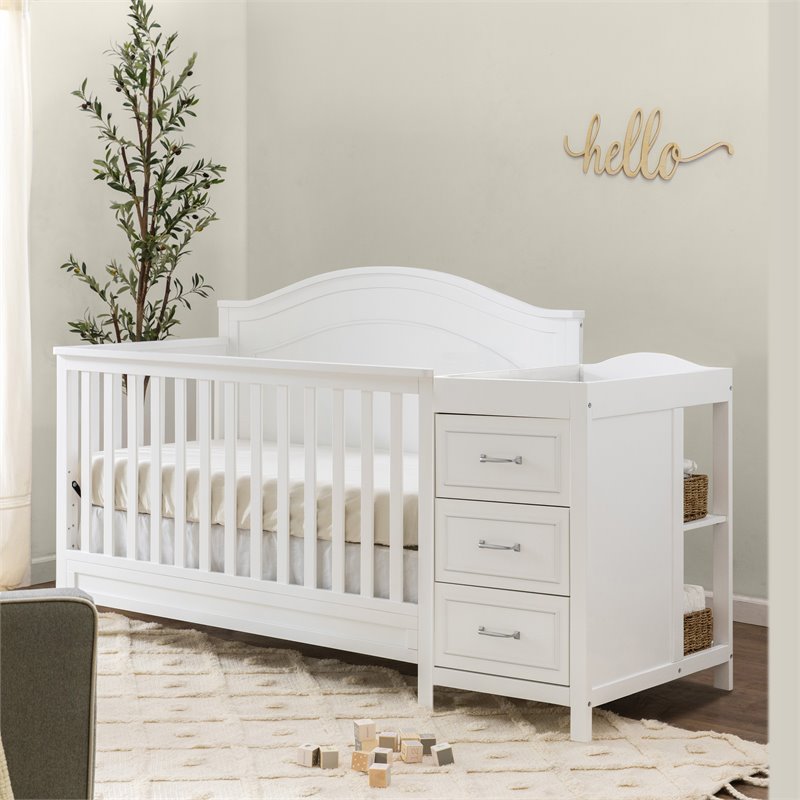 Namesake Charlie Wood 4-in-1 Convertible Crib & Changer in White