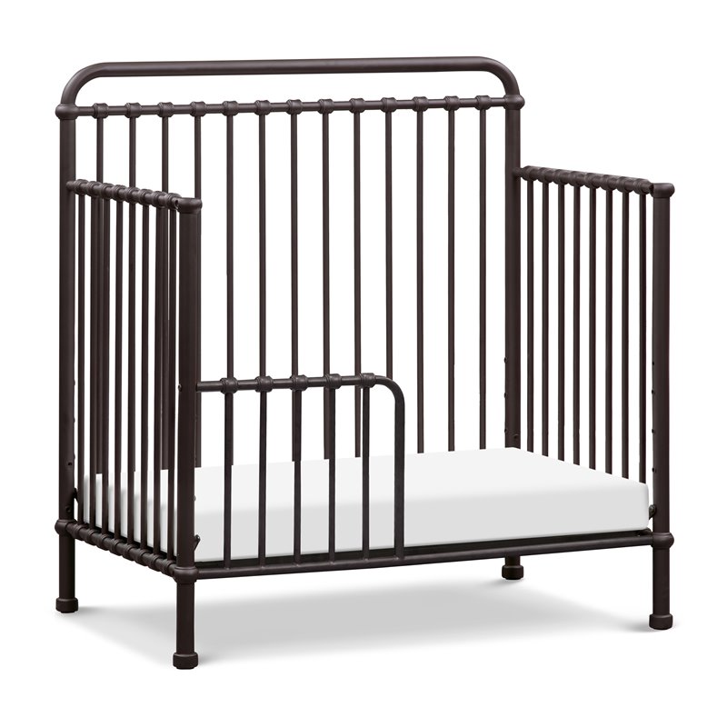 Namesake Winston Metal 4-in-1 Convertible Mini Crib in Vintage Black