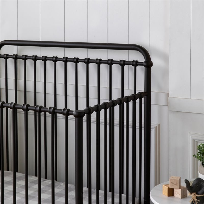Namesake Winston Metal 4-in-1 Convertible Mini Crib in Vintage Black