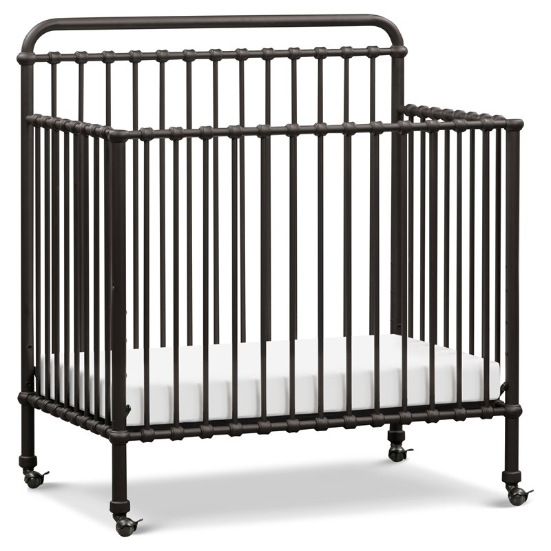 Namesake Winston Metal 4-in-1 Convertible Mini Crib in Vintage Black