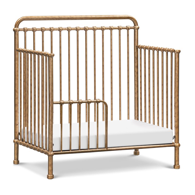Namesake Winston Metal 4-in-1 Convertible Mini Crib in Vintage Gold