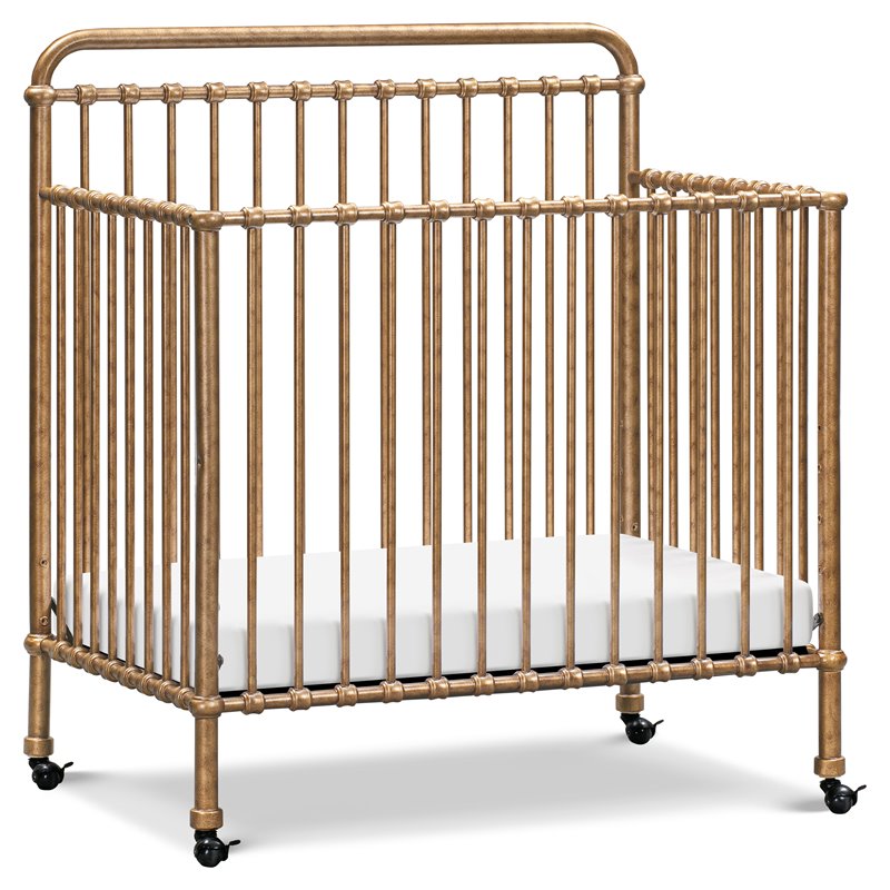 Namesake Winston Metal 4-in-1 Convertible Mini Crib in Vintage Gold