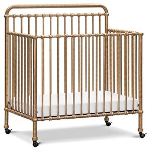 Namesake Winston Metal 4-in-1 Convertible Mini Crib in Vintage Gold