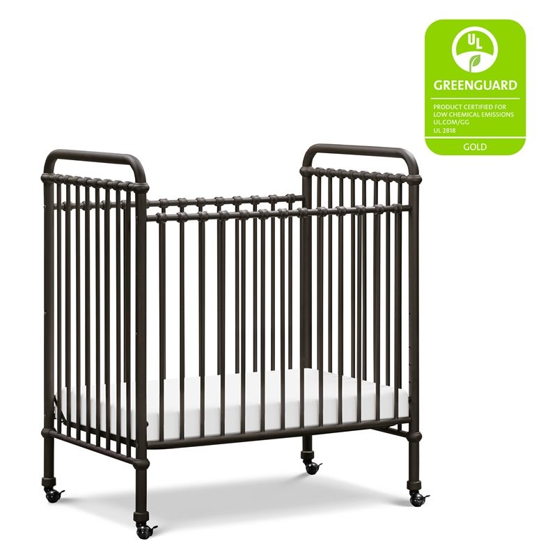 Namesake Abigail Metal 3-in-1 Convertible Mini Crib in Vintage Black