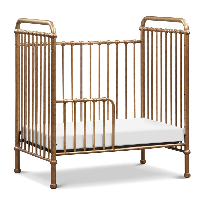 Namesake Abigail Metal 3-in-1 Convertible Mini Crib in Vintage Gold