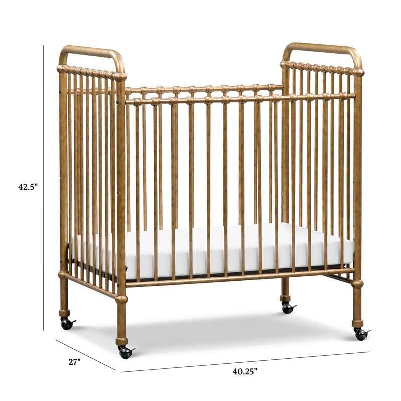 Namesake Abigail Metal 3-in-1 Convertible Mini Crib in Vintage Gold